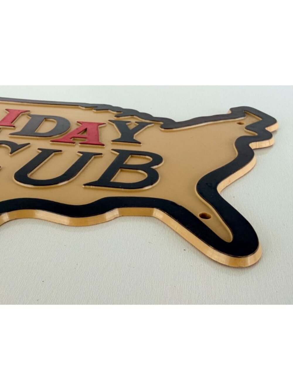 Vintage Holiday Rambler Cub USA Map-Shaped Plastic Camper Trailer Embossed Sign - Picture 3 of 5